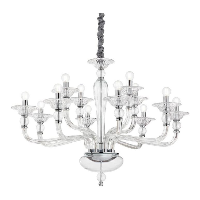 Ideal Lux - Candeeiro suspenso DANIELI 12xE14/40W/230V diâmetro 94 cm transparente