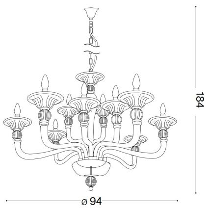 Ideal Lux - Candeeiro suspenso DANIELI 12xE14/40W/230V diâmetro 94 cm transparente