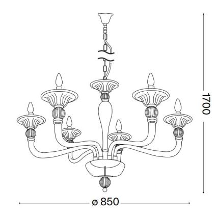 Ideal Lux - Candeeiro suspenso DANIELI 6xE14/40W/230V diâmetro 85 cm latão