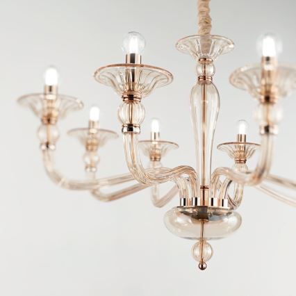 Ideal Lux - Candeeiro suspenso DANIELI 8xE14/40W/230V diâmetro 85 cm latão