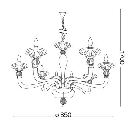 Ideal Lux - Candeeiro suspenso DANIELI 8xE14/40W/230V diâmetro 85 cm latão