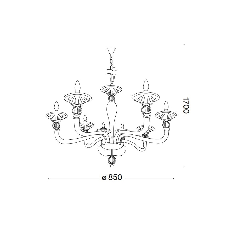 Ideal Lux - Candeeiro suspenso DANIELI 8xE14/40W/230V diâmetro 85 cm latão