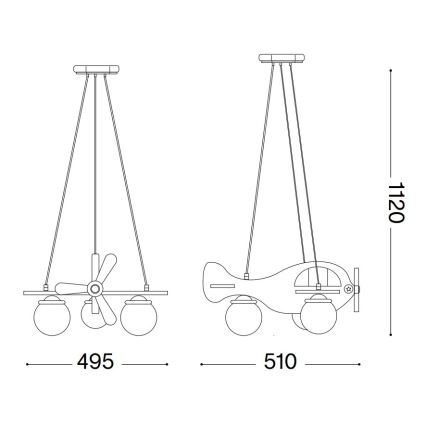 Ideal Lux - Candeeiro suspenso de criança AVION 3xE27/28W/230V vermelho