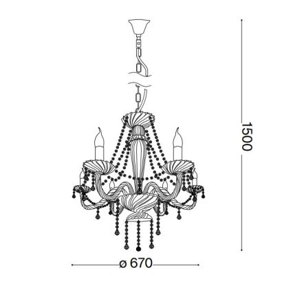 Ideal Lux - Candeeiro suspenso de cristal AMADEUS 6xE14/40W/230V diâmetro 67 cm transparente