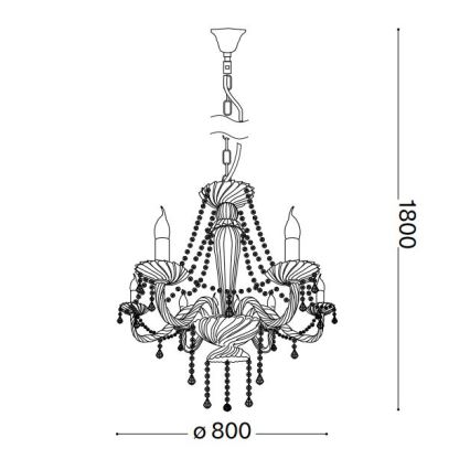 Ideal Lux - Candeeiro suspenso de cristal AMADEUS 8xE14/40W/230V diâmetro 80 cm transparente