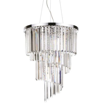 Ideal Lux - Candeeiro suspenso de cristal CARLTON 12xE14/40W/230V diâmetro 50 cm cromado brilhante