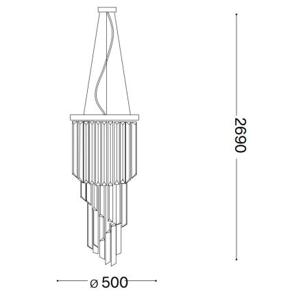 Ideal Lux - Candeeiro suspenso de cristal CARLTON 12xE14/40W/230V diâmetro 50 cm dourado
