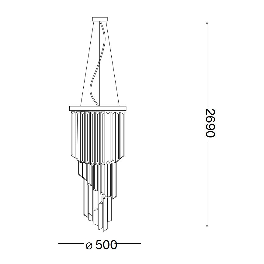 Ideal Lux - Candeeiro suspenso de cristal CARLTON 12xE14/40W/230V diâmetro 50 cm dourado