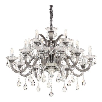 Ideal Lux - Candeeiro suspenso de cristal COLOSSAL 15xE14/40W/230V diâmetro 95 cm cinzento/cromado brilhante