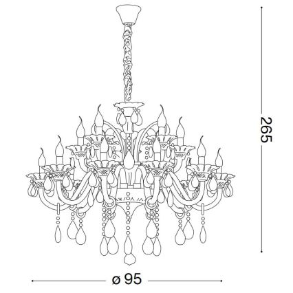 Ideal Lux - Candeeiro suspenso de cristal COLOSSAL 15xE14/40W/230V diâmetro 95 cm cinzento/cromado brilhante