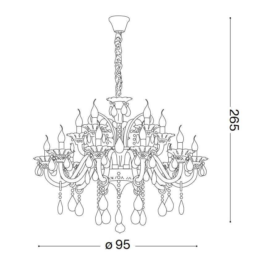 Ideal Lux - Candeeiro suspenso de cristal COLOSSAL 15xE14/40W/230V diâmetro 95 cm cinzento/cromado brilhante