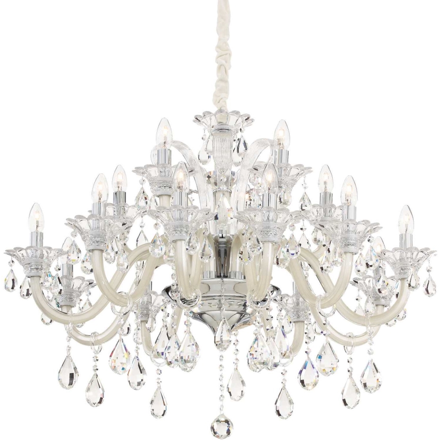 Ideal Lux - Candeeiro suspenso de cristal COLOSSAL 15xE14/40W/230V diâmetro 95 cm creme/cromado brilhante