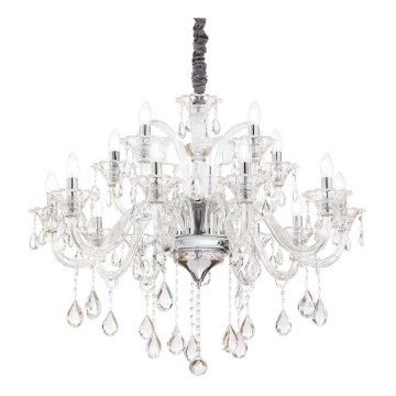 Ideal Lux - Candeeiro suspenso de cristal COLOSSAL 15xE14/40W/230V diâmetro 95 cm transparente/cromado brilhante