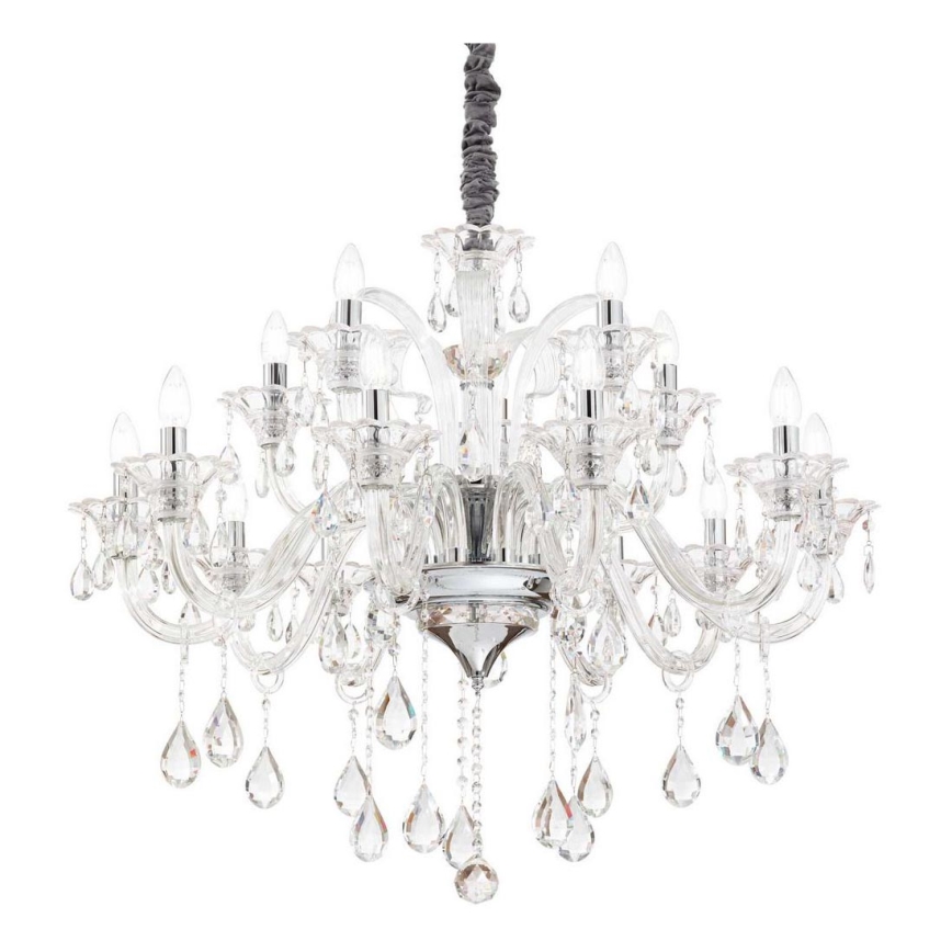 Ideal Lux - Candeeiro suspenso de cristal COLOSSAL 15xE14/40W/230V diâmetro 95 cm transparente/cromado brilhante