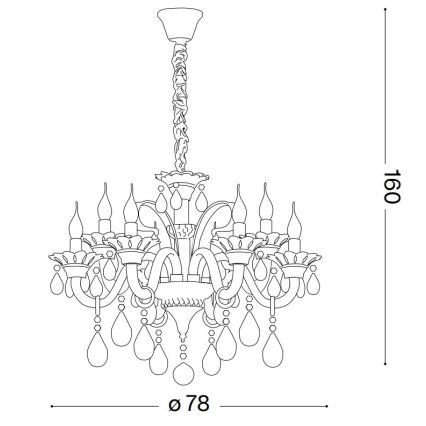 Ideal Lux - Candeeiro suspenso de cristal COLOSSAL 8xE14/40W/230V diâmetro 78 cm cinzento/cromado brilhante