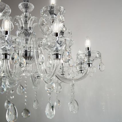 Ideal Lux - Candeeiro suspenso de cristal CONTINENTAL 12xE14/40W/230V diâmetro 86 cm transparente