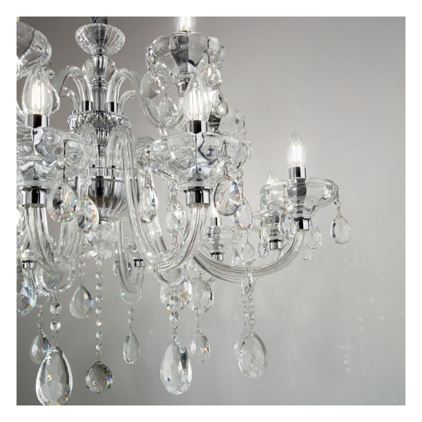 Ideal Lux - Candeeiro suspenso de cristal CONTINENTAL 12xE14/40W/230V diâmetro 86 cm transparente