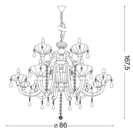 Ideal Lux - Candeeiro suspenso de cristal CONTINENTAL 12xE14/40W/230V diâmetro 86 cm transparente