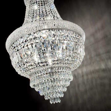 Ideal Lux - Candeeiro suspenso de cristal DUBAI 10xE14/28W/230V diâmetro 52 cm cromado brilhante