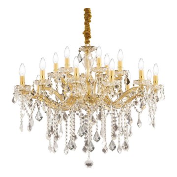 Ideal Lux - Candeeiro suspenso de cristal FLORIAN 18xE14/40W/230V diâmetro 86 cm dourado