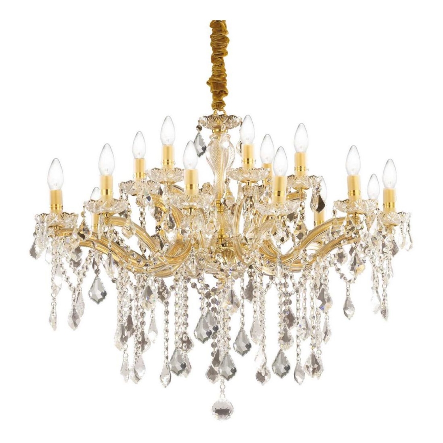 Ideal Lux - Candeeiro suspenso de cristal FLORIAN 18xE14/40W/230V diâmetro 86 cm dourado