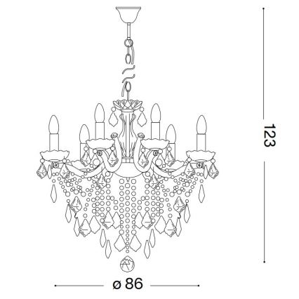 Ideal Lux - Candeeiro suspenso de cristal FLORIAN 18xE14/40W/230V diâmetro 86 cm dourado