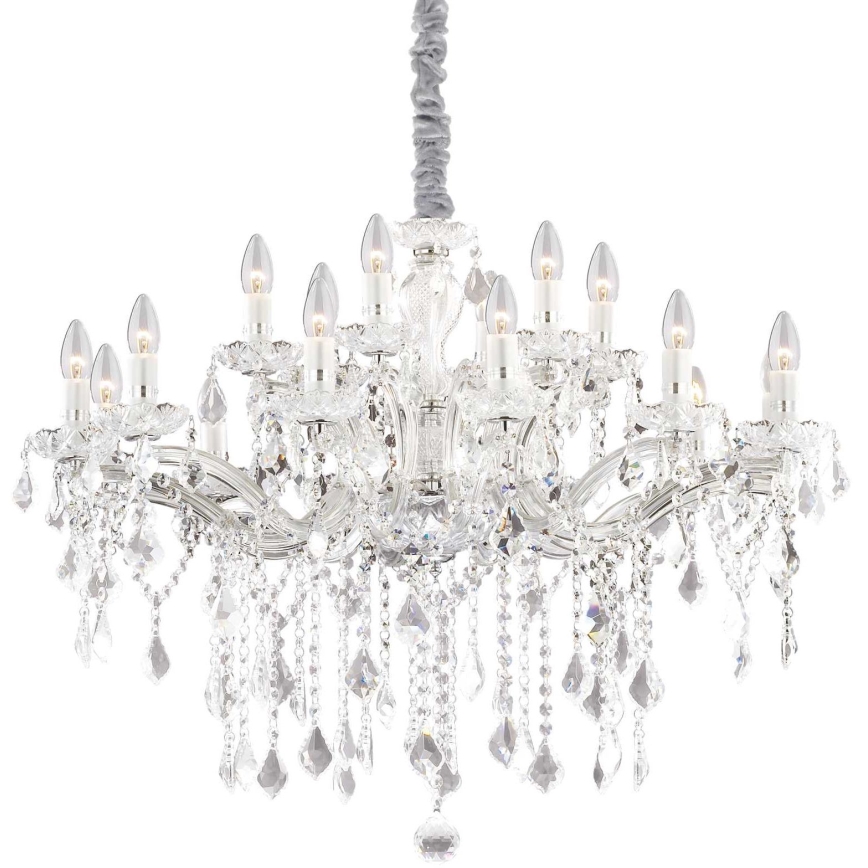 Ideal Lux - Candeeiro suspenso de cristal FLORIAN 18xE14/40W/230V diâmetro 86 cm transparente