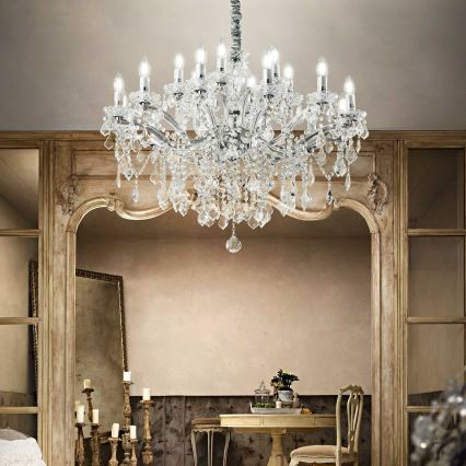 Ideal Lux - Candeeiro suspenso de cristal FLORIAN 18xE14/40W/230V diâmetro 86 cm transparente