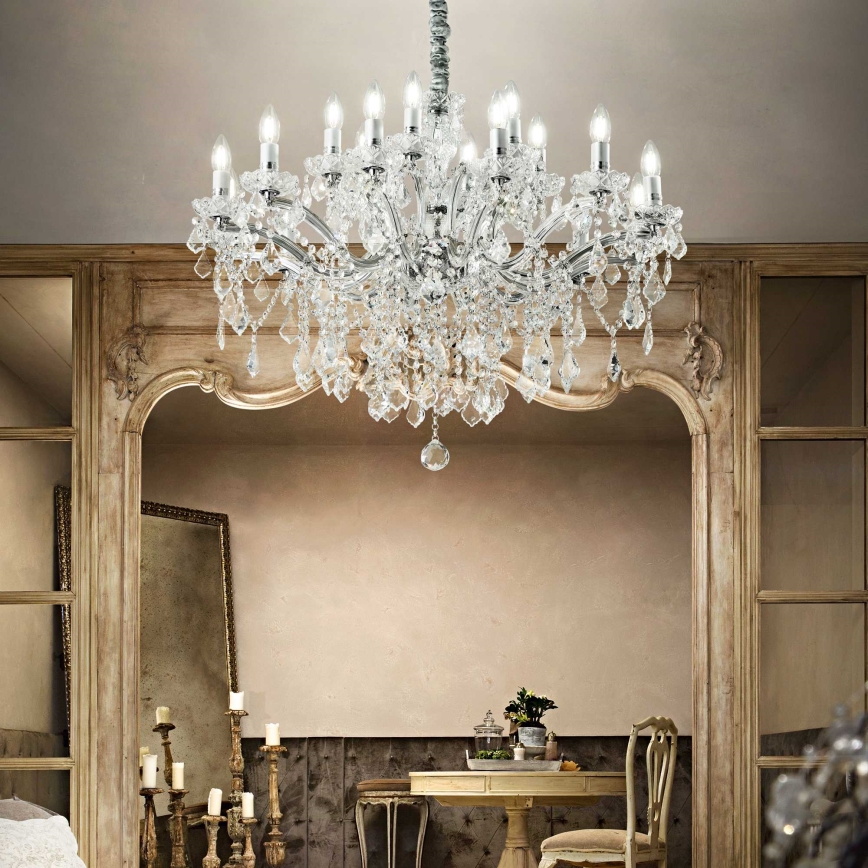 Ideal Lux - Candeeiro suspenso de cristal FLORIAN 18xE14/40W/230V diâmetro 86 cm transparente