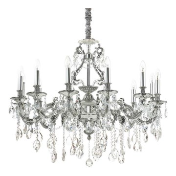 Ideal Lux - Candeeiro suspenso de cristal GIOCONDA 12xE14/40W/230V diâmetro 90 cm prateado