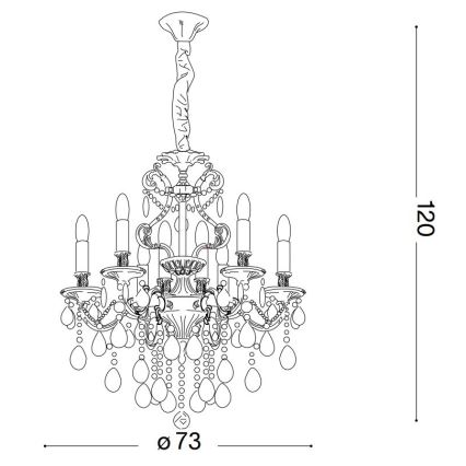 Ideal Lux - Candeeiro suspenso de cristal GIOCONDA 8xE14/40W/230V diâmetro 73 cm dourado