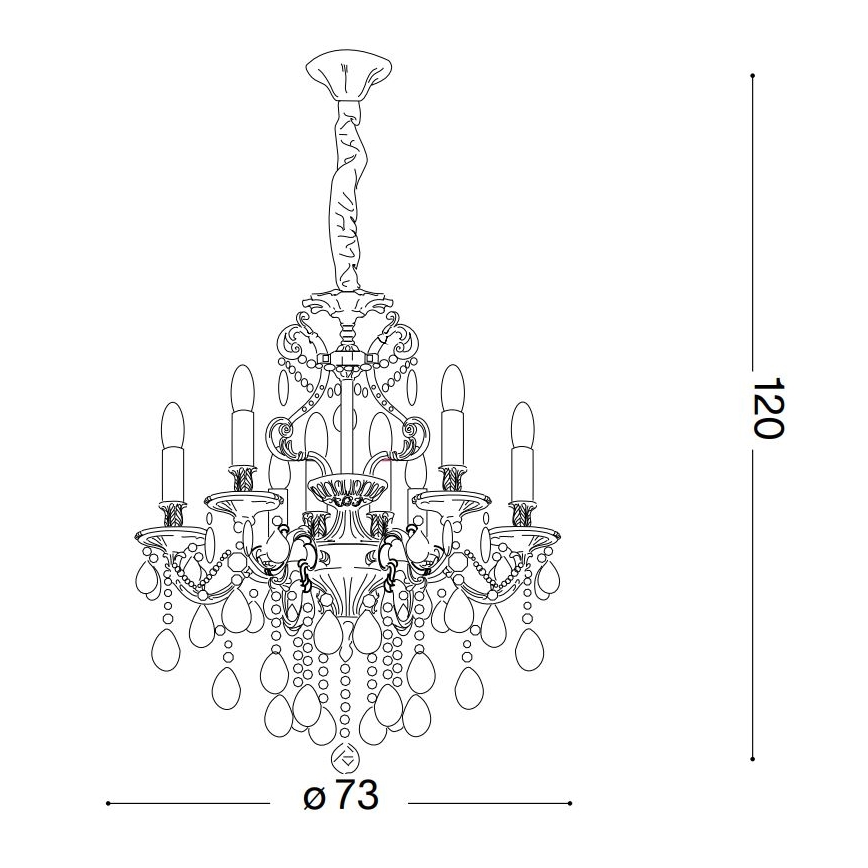 Ideal Lux - Candeeiro suspenso de cristal GIOCONDA 8xE14/40W/230V diâmetro 73 cm dourado