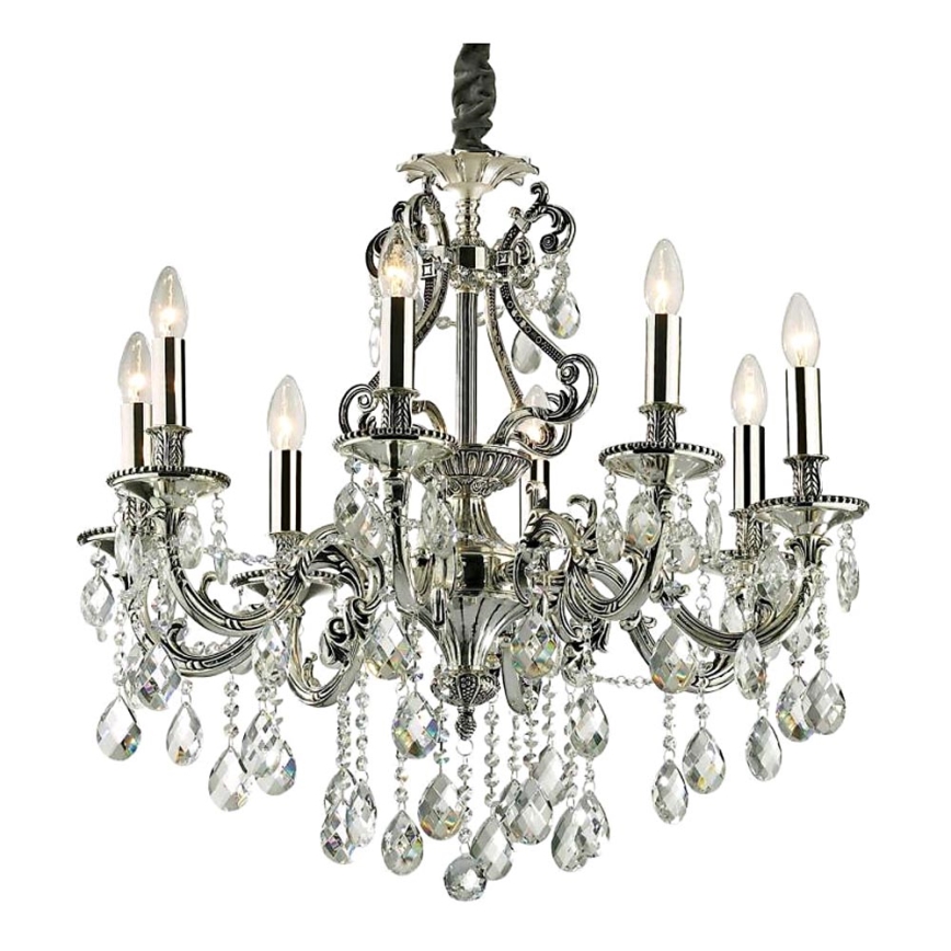 Ideal Lux - Candeeiro suspenso de cristal GIOCONDA 8xE14/40W/230V diâmetro 73 cm prateado