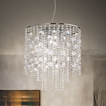 Ideal Lux - Candeeiro suspenso de cristal LED EVASIONE 10xG9/3W/230V diâmetro 51 cm cromado brilhante