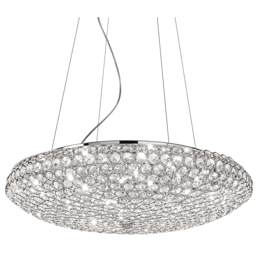 Ideal Lux - Candeeiro suspenso de cristal LED KING 12xG9/3W/230V diâmetro 65 cm cromado brilhante