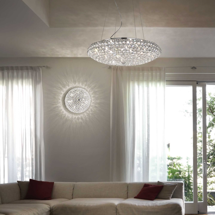 Ideal Lux - Candeeiro suspenso de cristal LED KING 12xG9/3W/230V diâmetro 65 cm cromado brilhante