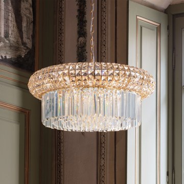 Ideal Lux - Candeeiro suspenso de cristal NABUCCO 12xE14/40W/230V diâmetro 60 cm dourado