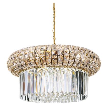 Ideal Lux - Candeeiro suspenso de cristal NABUCCO 12xE14/40W/230V diâmetro 60 cm dourado