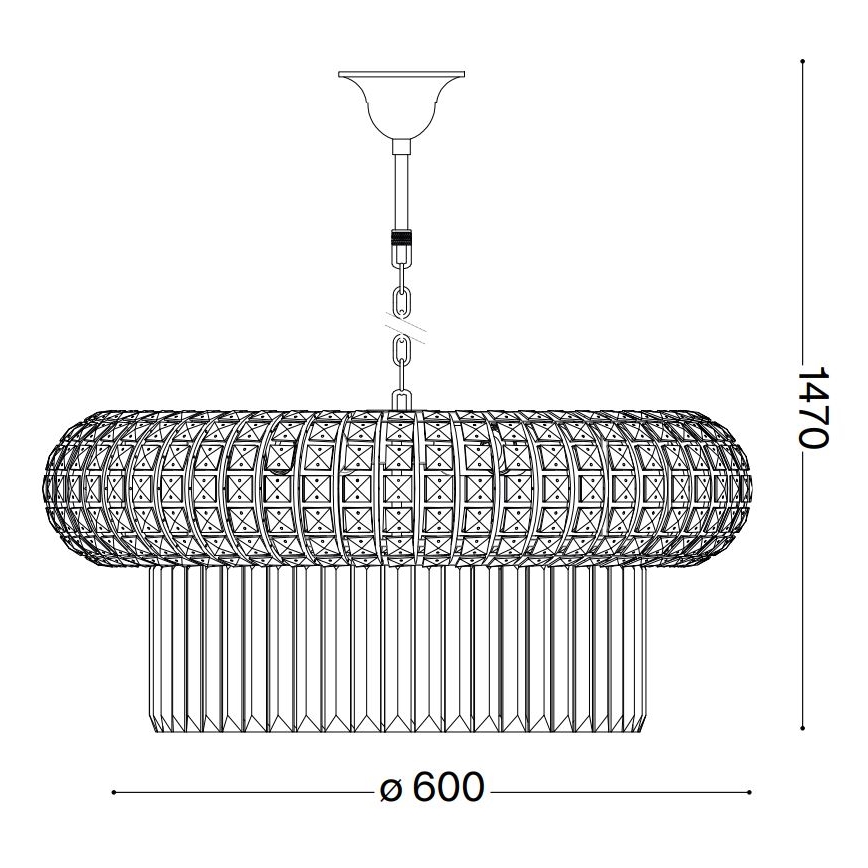 Ideal Lux - Candeeiro suspenso de cristal NABUCCO 12xE14/40W/230V diâmetro 60 cm dourado