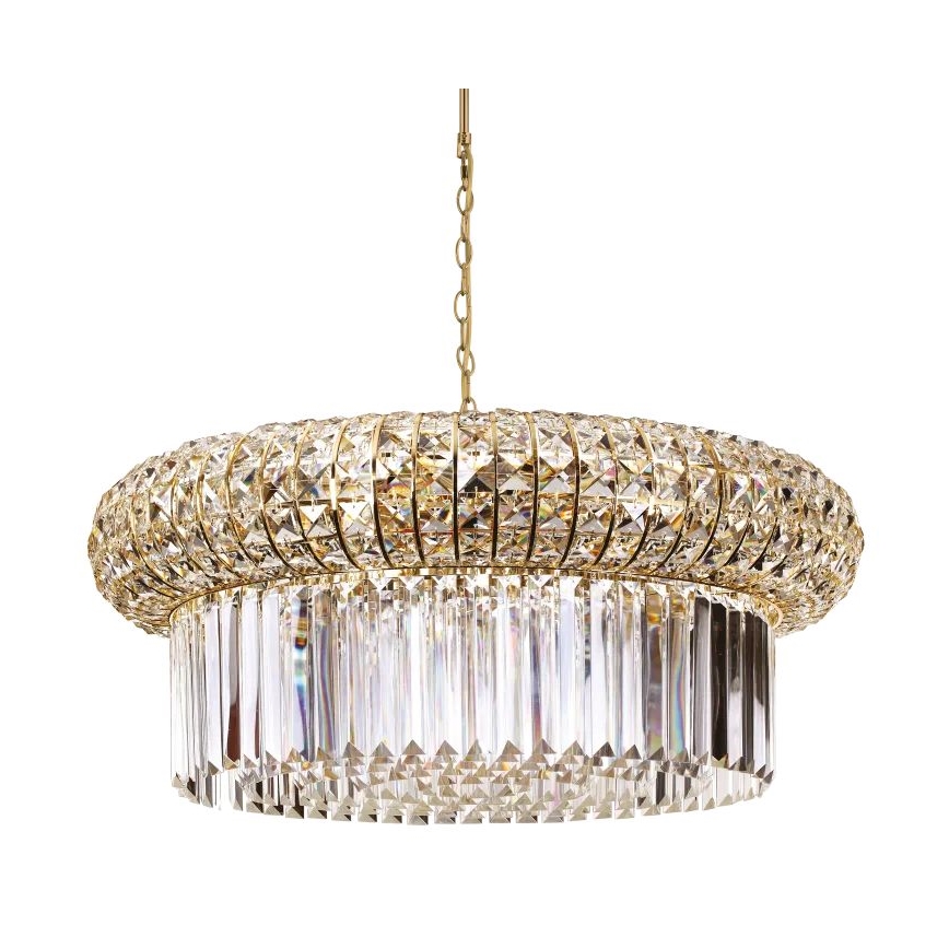 Ideal Lux - Candeeiro suspenso de cristal NABUCCO 16xE14/40W/230V diâmetro 70 cm dourado