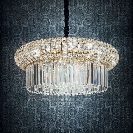 Ideal Lux - Candeeiro suspenso de cristal NABUCCO 16xE14/40W/230V diâmetro 70 cm dourado