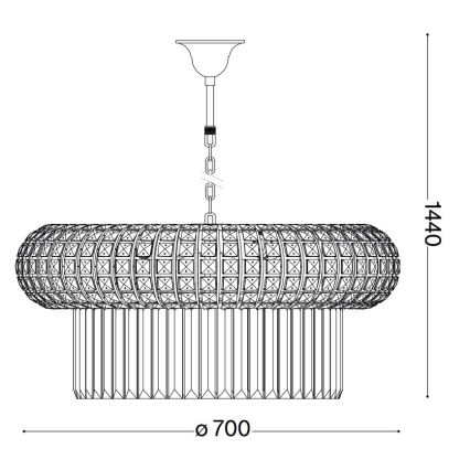 Ideal Lux - Candeeiro suspenso de cristal NABUCCO 16xE14/40W/230V diâmetro 70 cm dourado