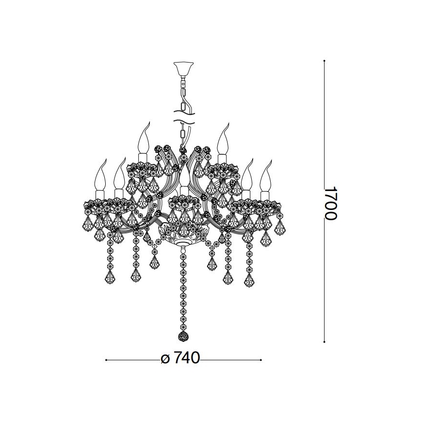 Ideal Lux - Candeeiro suspenso de cristal NAPOLEON 12xE14/40W/230V diâmetro 74 cm cromado brilhante