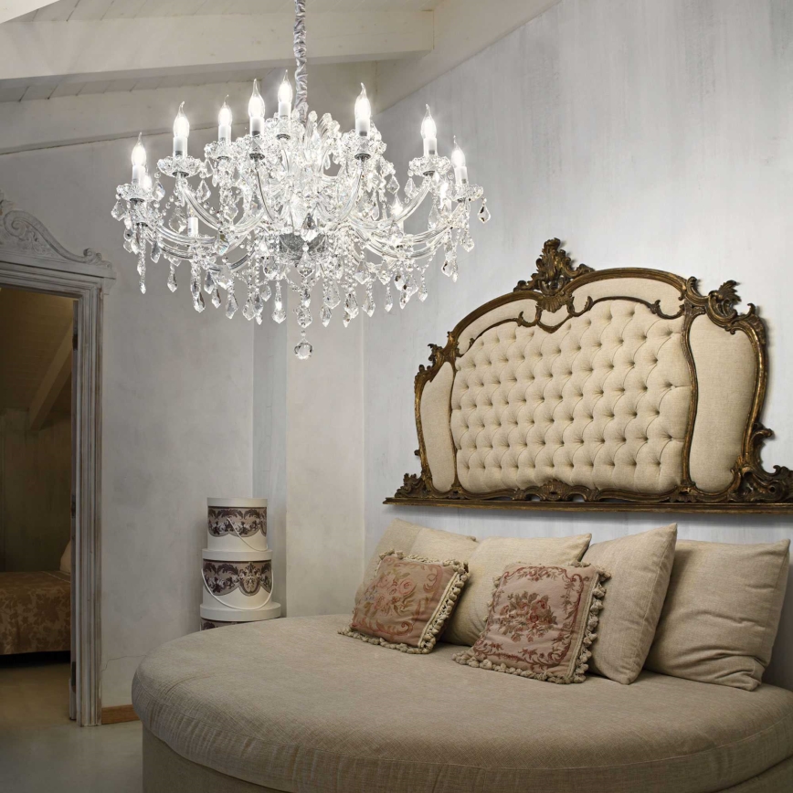 Ideal Lux - Candeeiro suspenso de cristal NAPOLEON 18xE14/40W/230V diâmetro 96 cm cromado brilhante