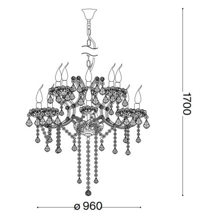 Ideal Lux - Candeeiro suspenso de cristal NAPOLEON 18xE14/40W/230V diâmetro 96 cm cromado brilhante