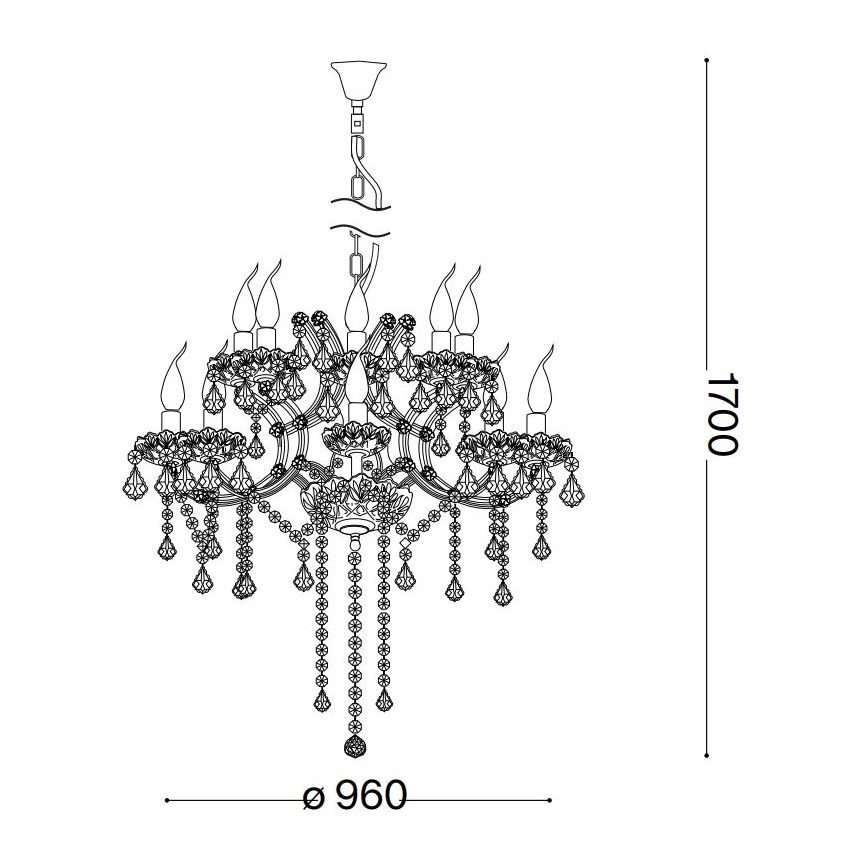 Ideal Lux - Candeeiro suspenso de cristal NAPOLEON 18xE14/40W/230V diâmetro 96 cm dourado