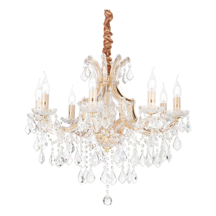 Ideal Lux - Candeeiro suspenso de cristal NAPOLEON 8xE14/40W/230V diâmetro 67 cm dourado