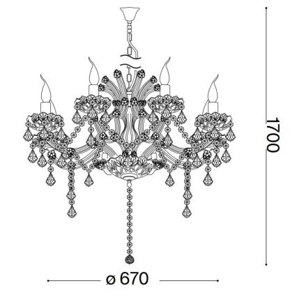 Ideal Lux - Candeeiro suspenso de cristal NAPOLEON 8xE14/40W/230V diâmetro 67 cm dourado