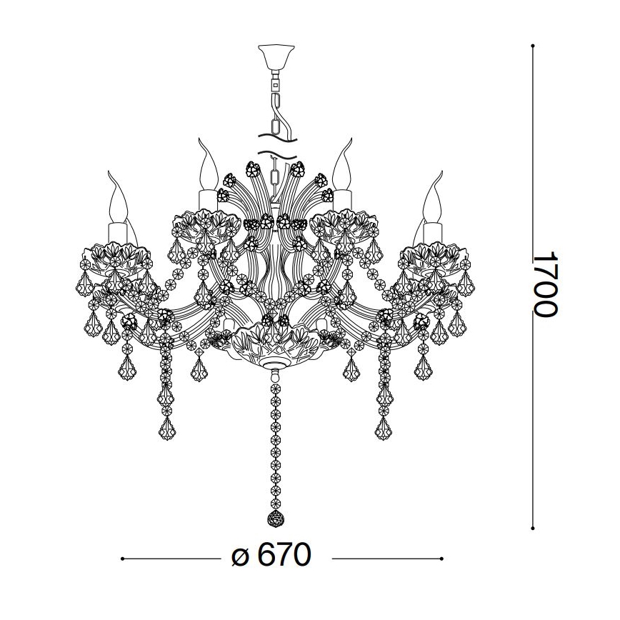 Ideal Lux - Candeeiro suspenso de cristal NAPOLEON 8xE14/40W/230V diâmetro 67 cm dourado