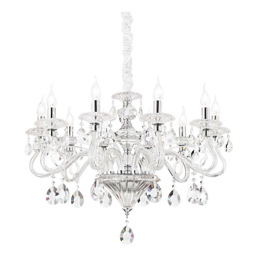 Ideal Lux - Candeeiro suspenso de cristal NEGRESCO 10xE14/28W/230V diâmetro 85 cm transparente